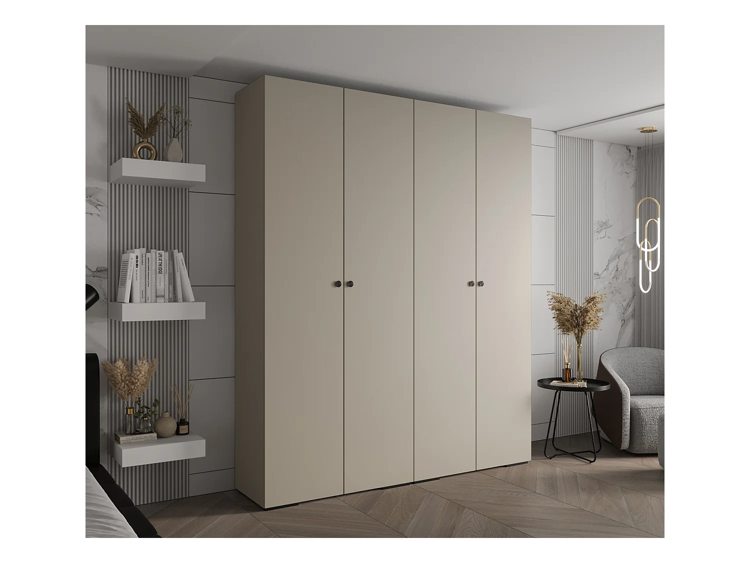 Armadio Inova 2 a ante battenti 236,7/200/47 4 porte (Grigio/Nero)