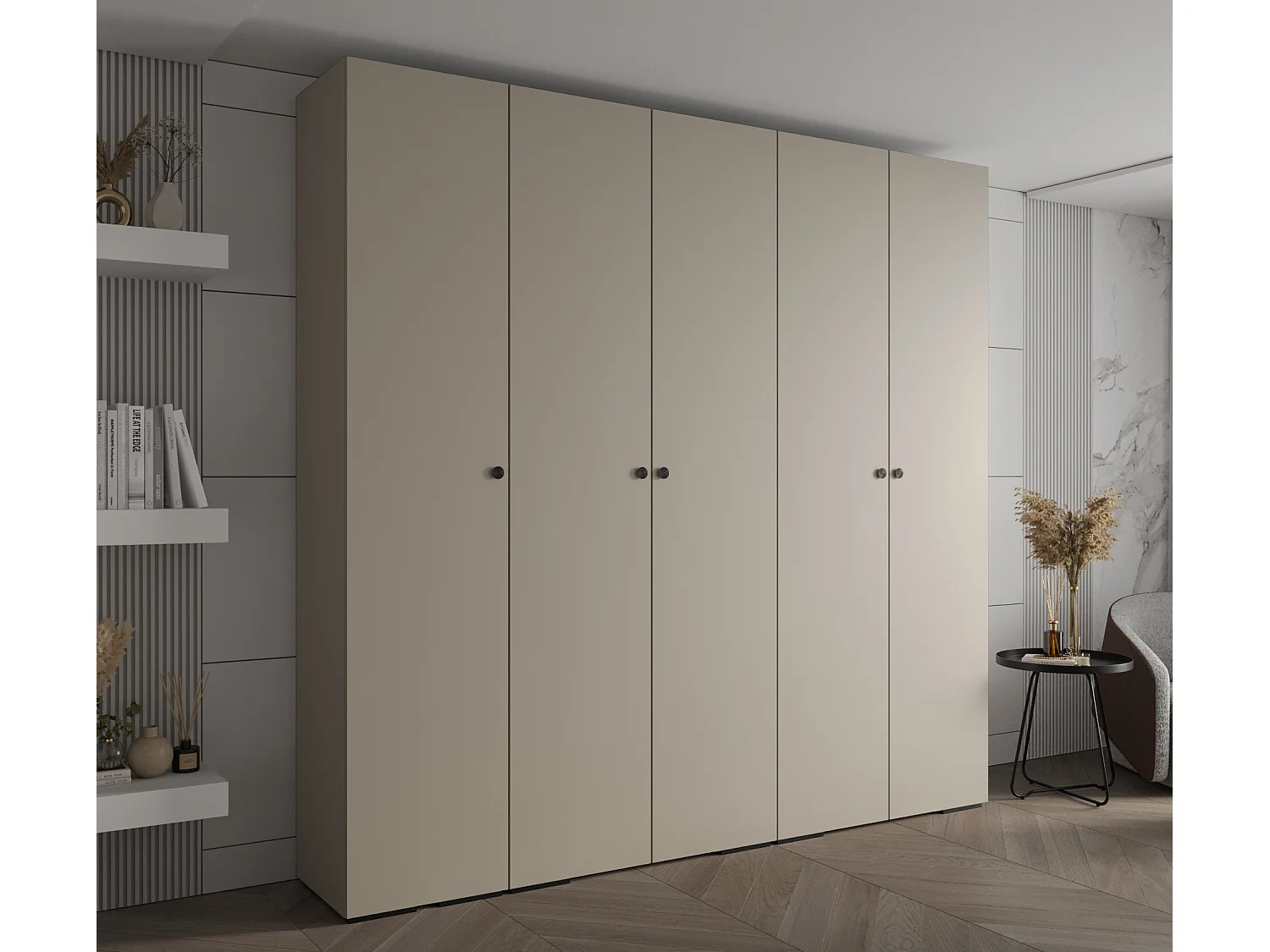 Armadio Inova 2 a ante battenti 236,7/250/47 5 porte (Grigio/Nero)