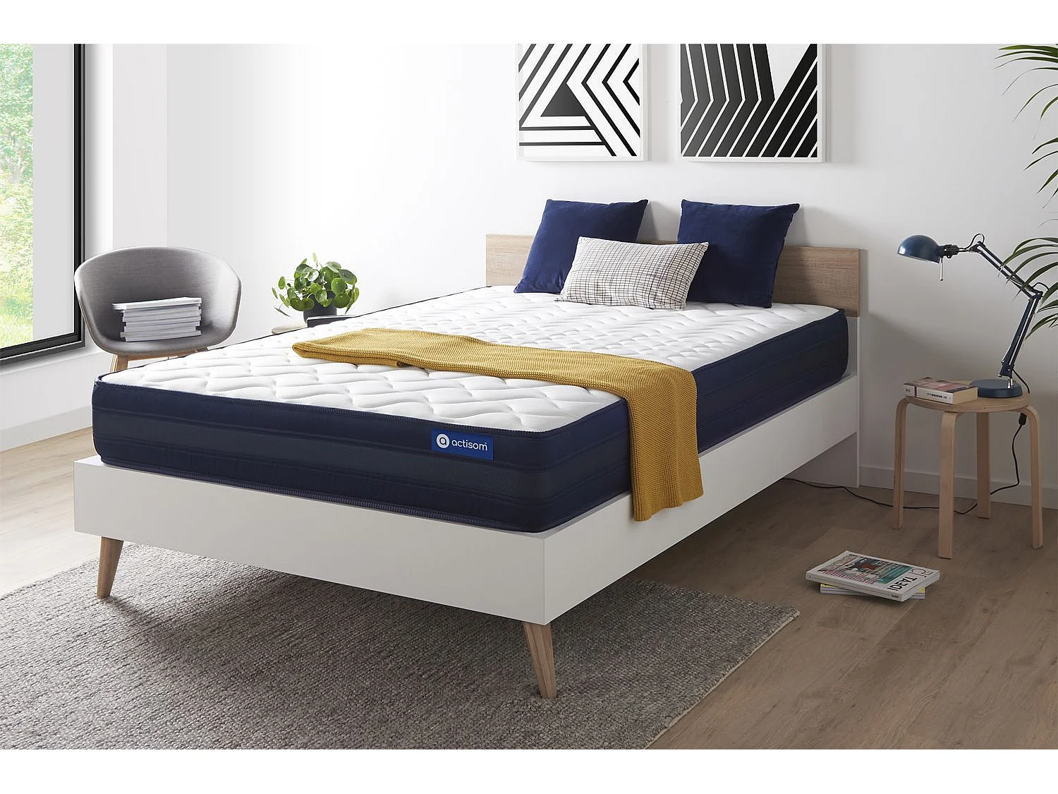 ACTISOM - Colchón 160 x 190, 24 cm de Grosor - Soporte Ergonómico con 5 Zonas de Confort - Látex y Memory Foam - Ultra Traspirable - Muy Firme - Higiene Perfecta y