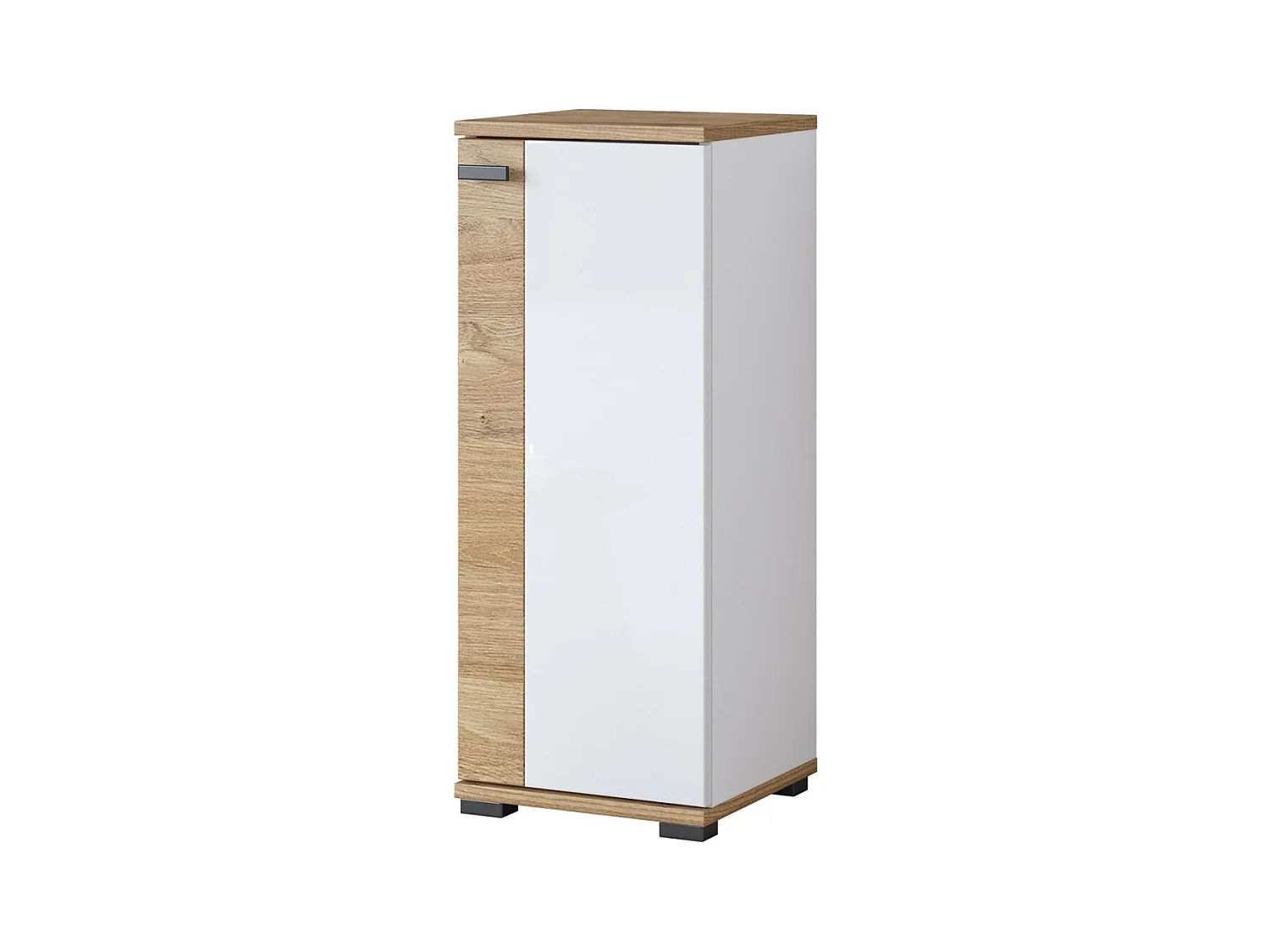 Meuble bas 1 porte BALEA coloris chêne et blanc