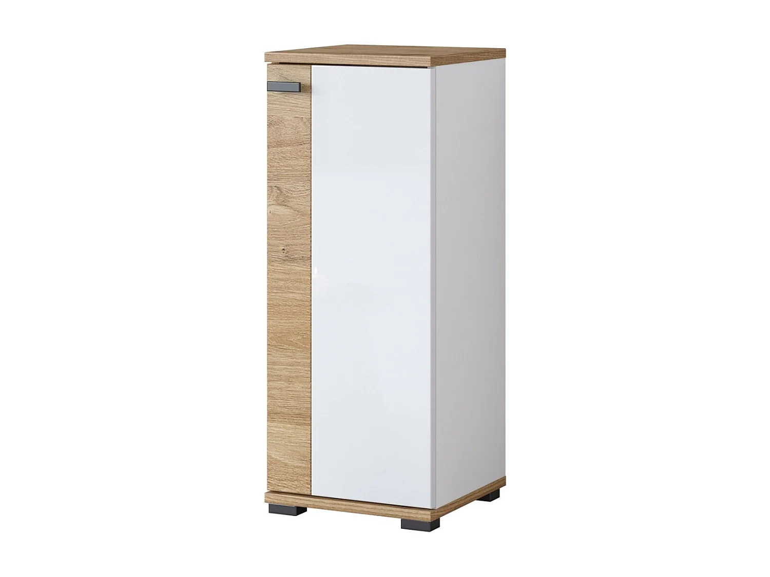 Meuble bas 1 porte BALEA coloris chêne et blanc