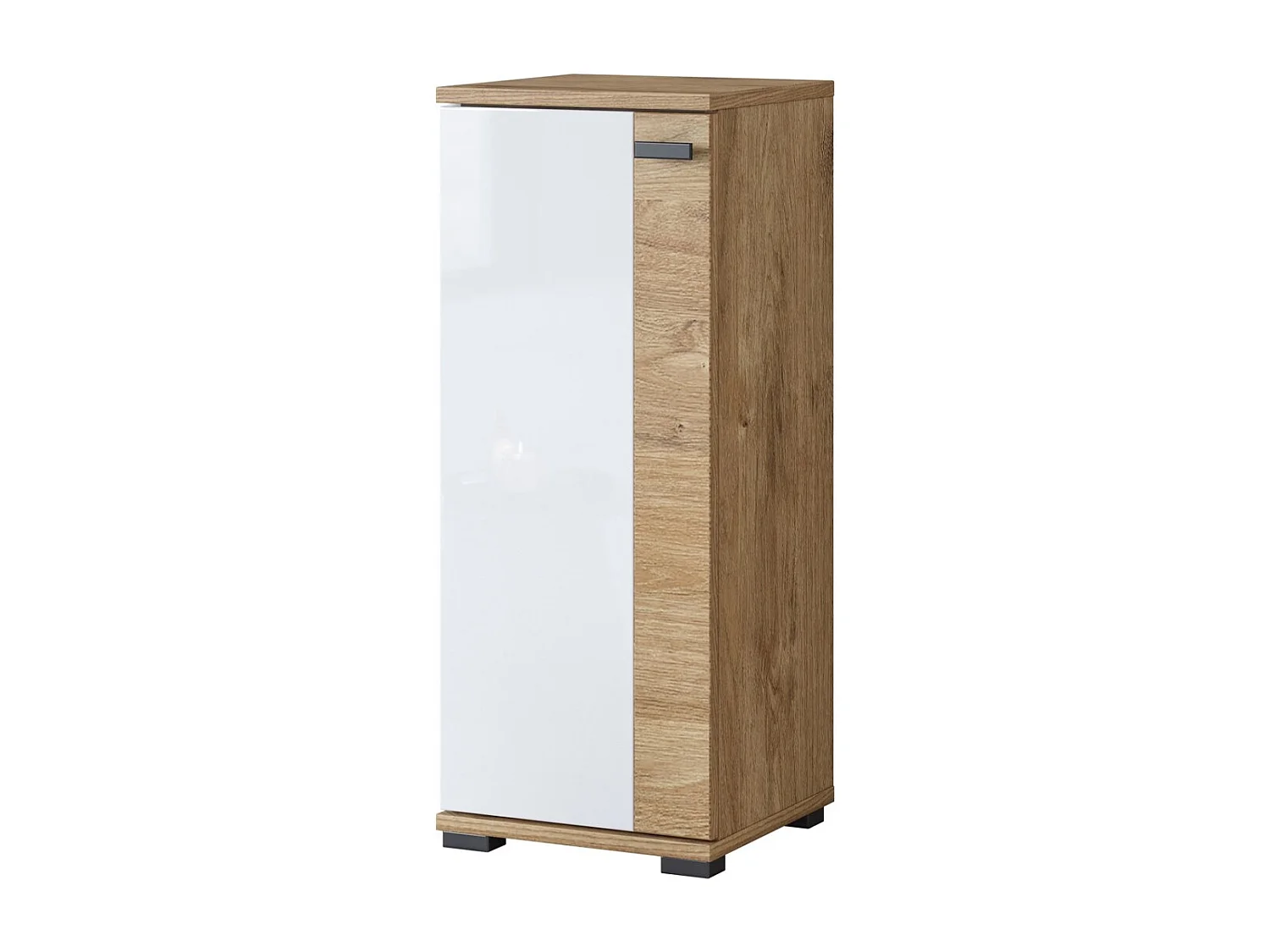 Meuble bas 1 porte BALEA coloris chêne et blanc