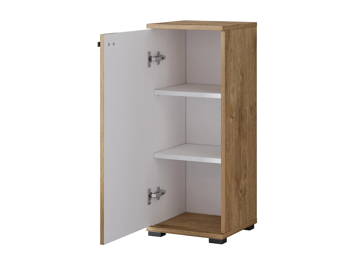Meuble bas 1 porte BALEA coloris chêne et blanc