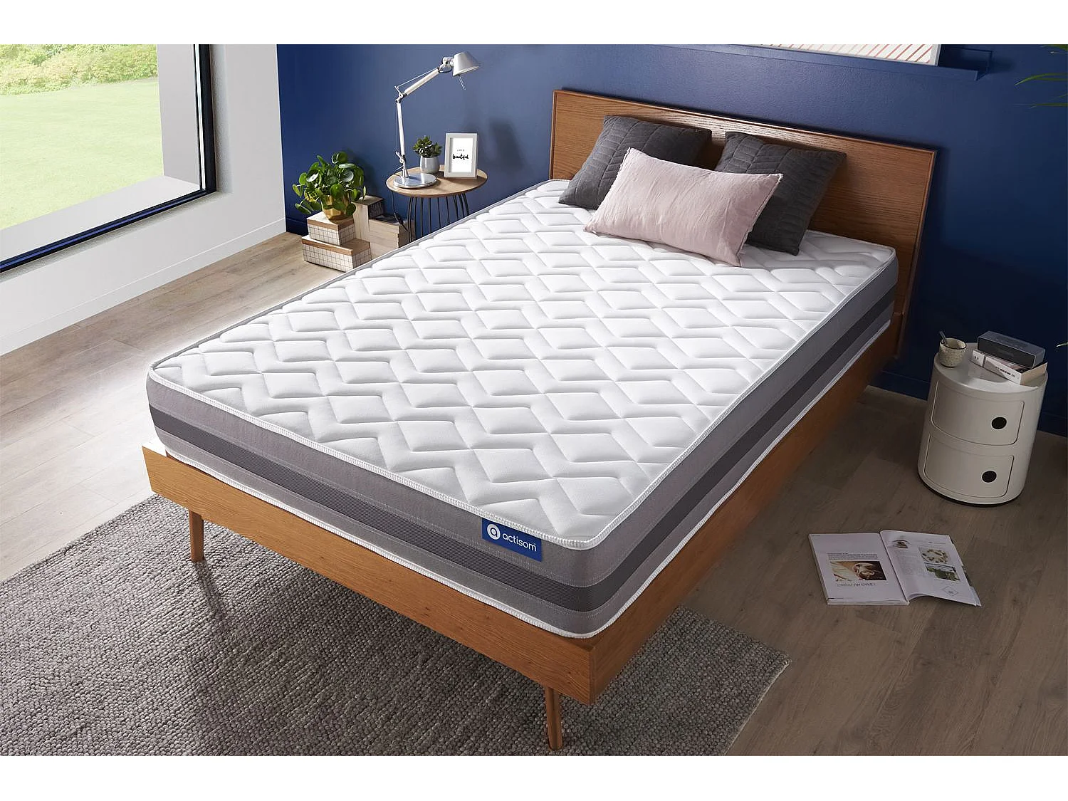 Materac Actiflex relax 130x200cm, Grubosc : 24 cm, sprezyny kieszeniowe i pianka z pamiecia ksztaltu, Umiarkowanie twardy, 5 stref komfortu