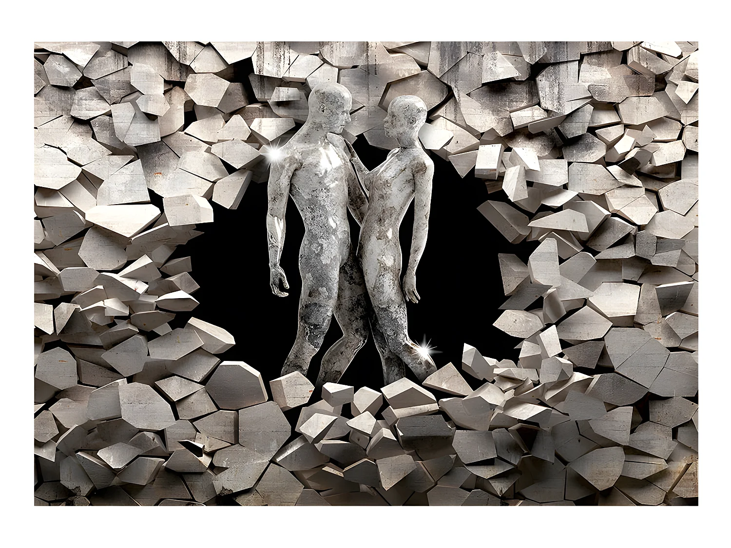 Papier peint intissé Personnes Love Made of Stone 100x70 cm