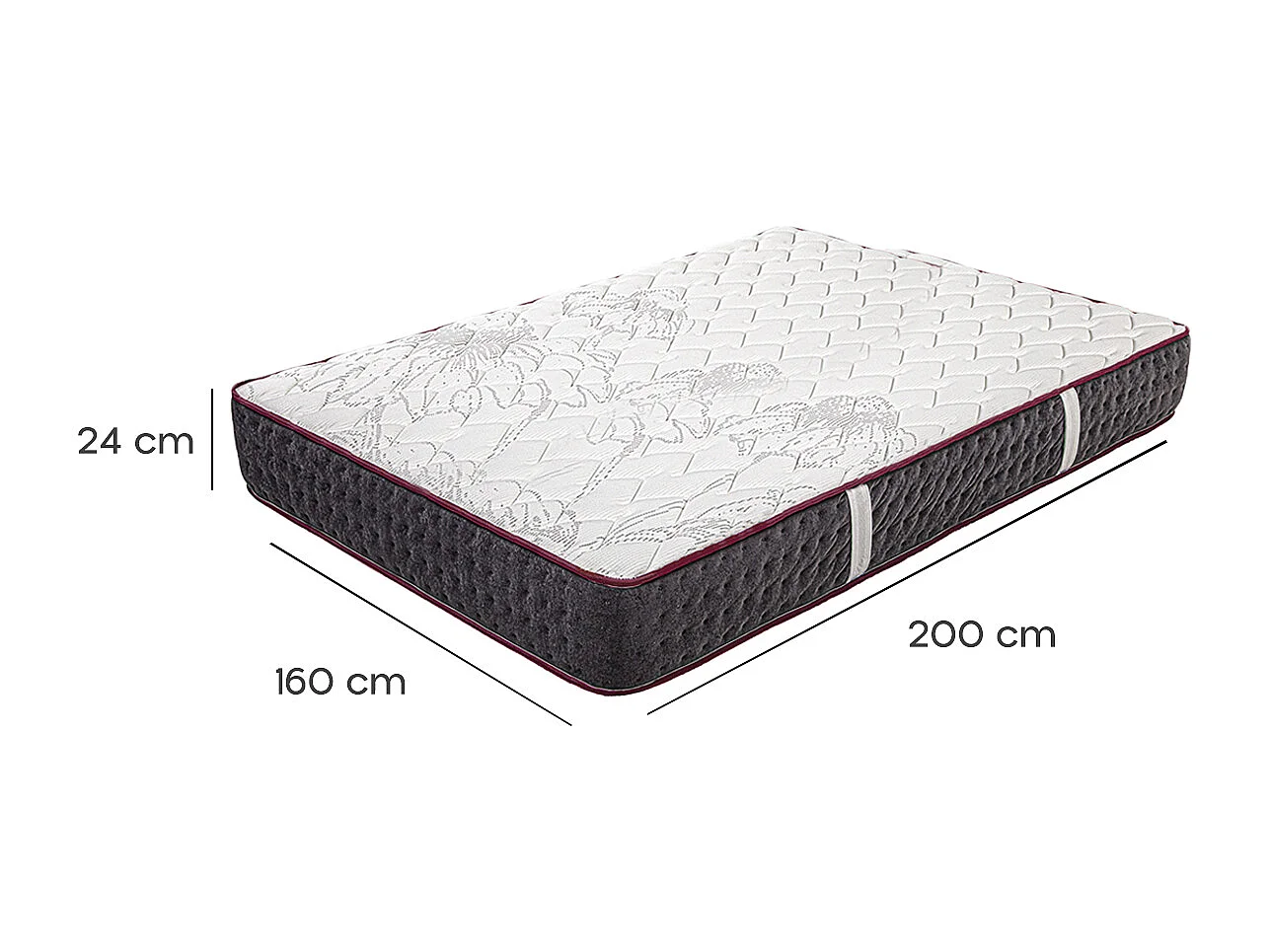 Matelas réversible KIERA, Queen Size, 160x200 cm, en mousse mémoire de forme haute adaptabilité et ergonomique, indépendance du couchage, épaisseur 24cm