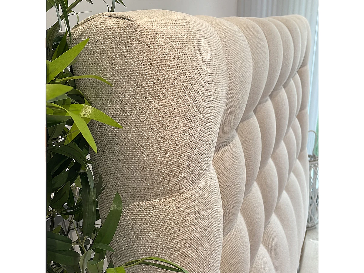 Tête de lit capitonnée VIEW en tissu haute qualité coloris beige - largeur 90 x longueur 105 cm