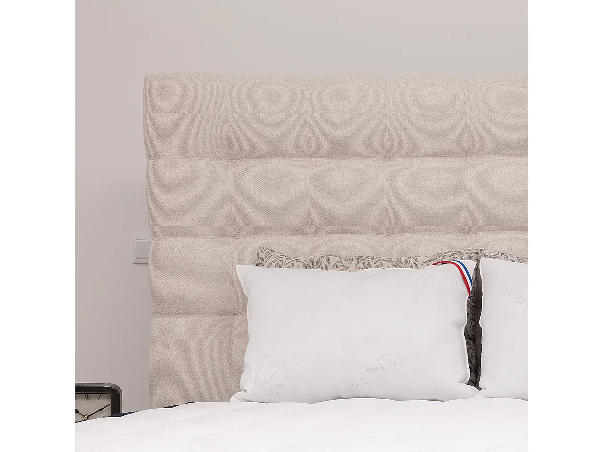 Tête de lit capitonnée VIEW en tissu haute qualité coloris beige - largeur 90 x longueur 105 cm