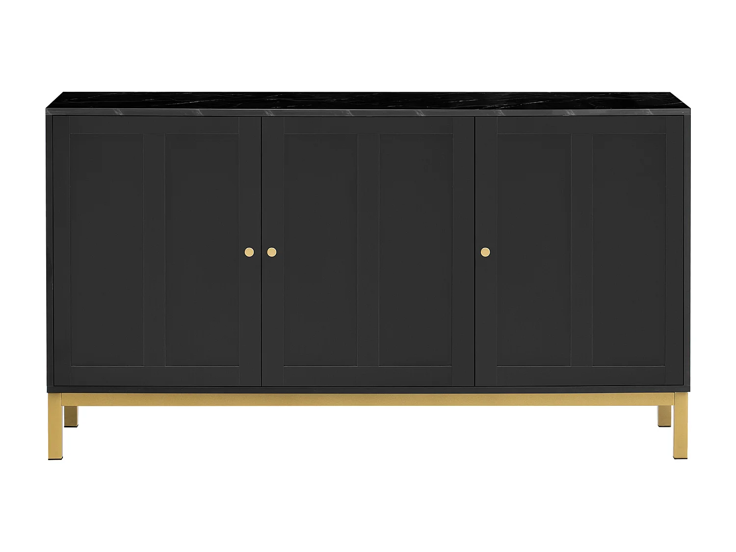 Buffet 3 portes et étagères réglables - MDF & panneaux de particules - Noir