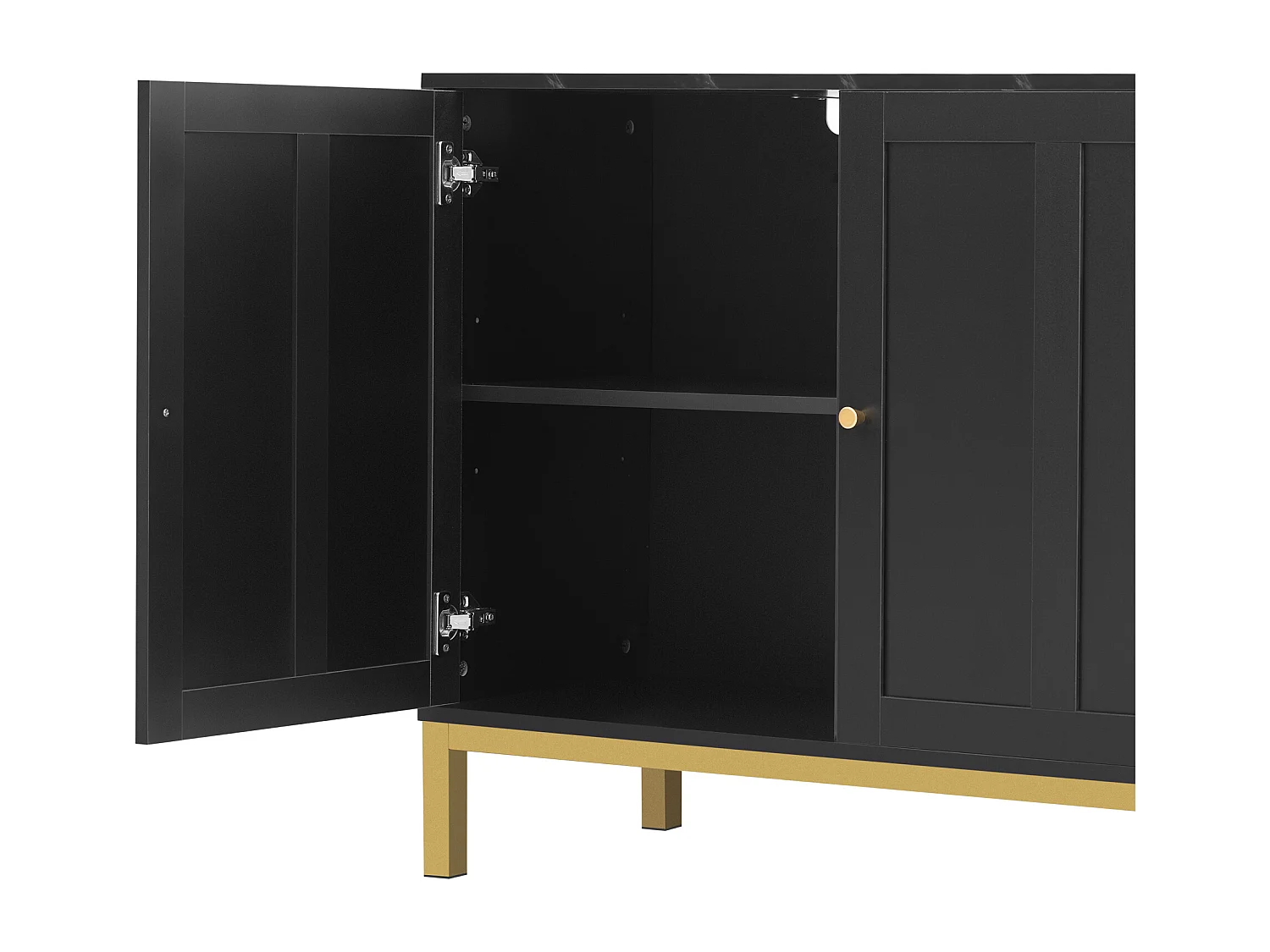 Buffet 3 portes et étagères réglables - MDF & panneaux de particules - Noir