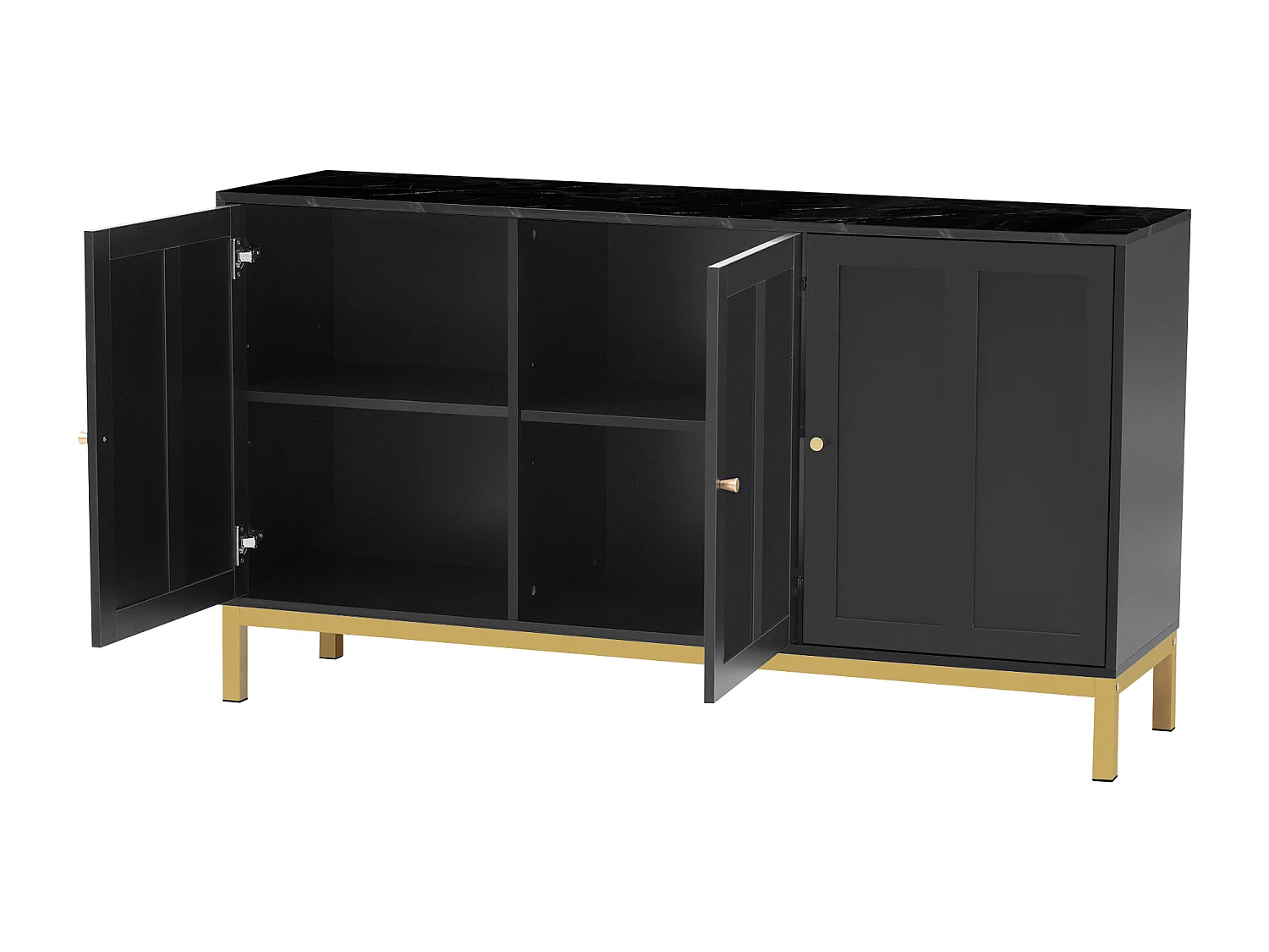 Buffet 3 portes et étagères réglables - MDF & panneaux de particules - Noir