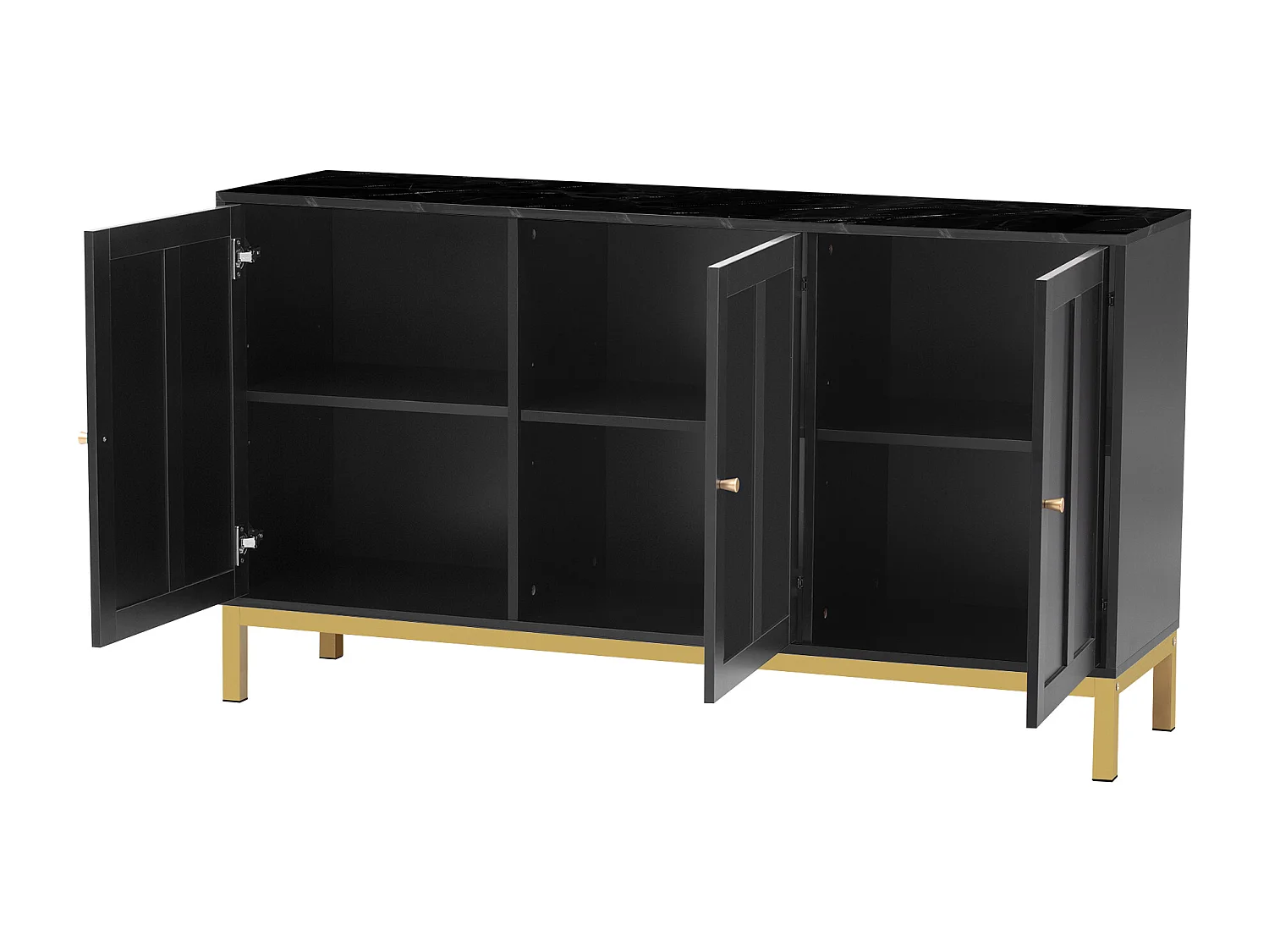 Buffet 3 portes et étagères réglables - MDF & panneaux de particules - Noir