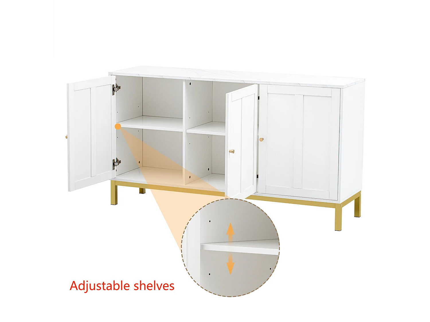 Buffet 3 portes et étagères réglables - MDF & panneaux de particules - Blanc