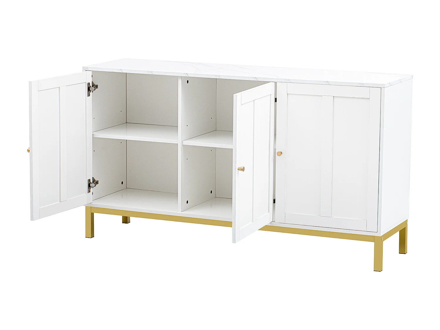 Buffet 3 portes et étagères réglables - MDF & panneaux de particules - Blanc