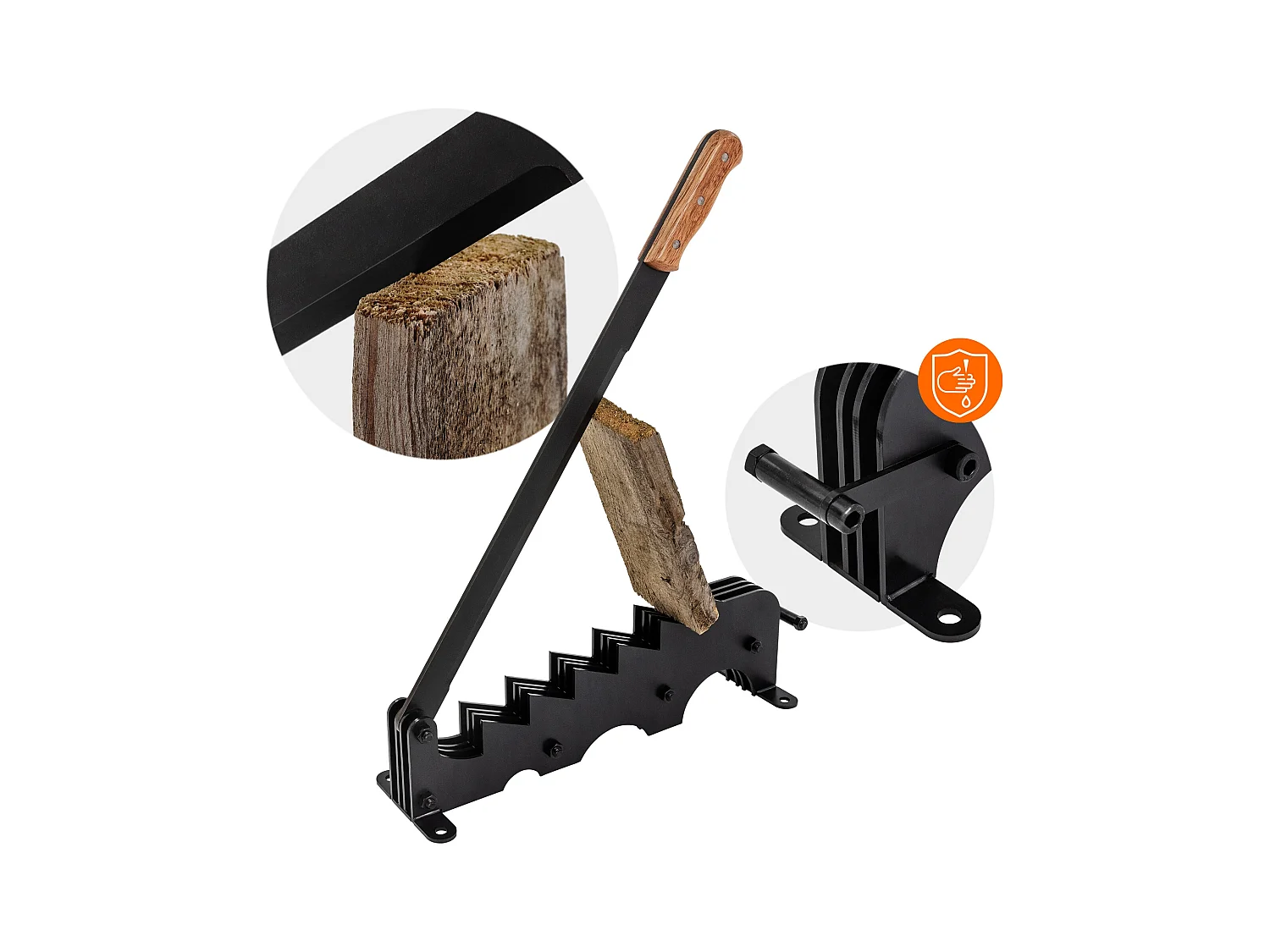 Couteau à copeaux fendeur de bûches fendeuse à main bois noir avec poignée