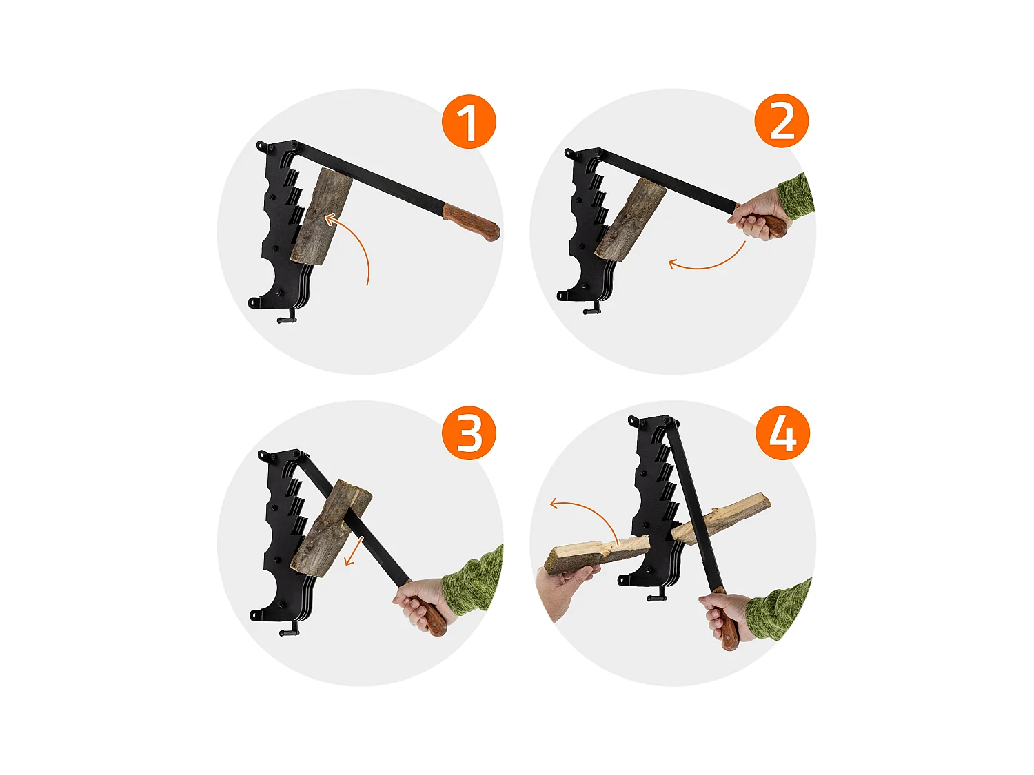 Couteau à copeaux fendeur de bûches fendeuse à main bois noir avec poignée