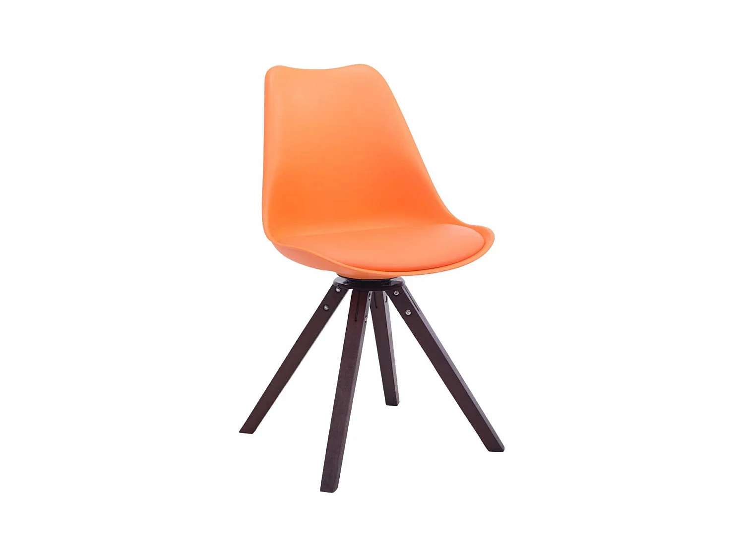 chaise salle à manger - Similicuir & Noyer - Orange - Troyes