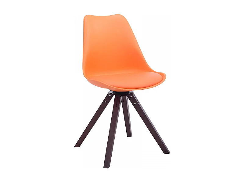 Esszimmerstuhl - Kunstleder & walnuss - orange - Troyes