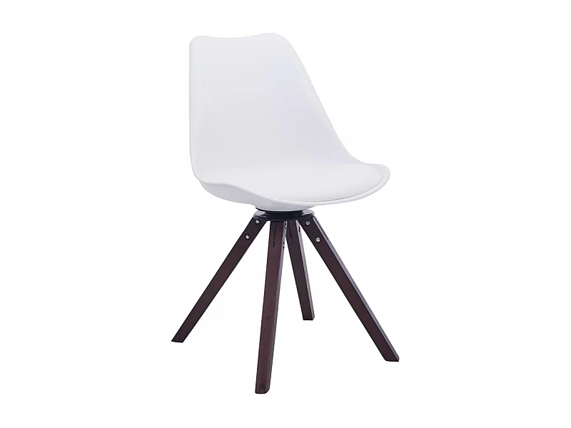 chaise salle à manger - Similicuir & Noyer - Blanc - Troyes
