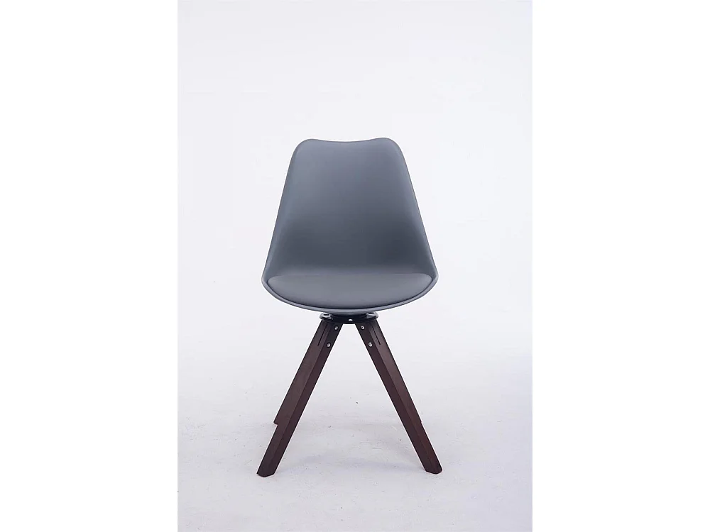 Esszimmerstuhl - Kunstleder & walnuss - grau - Troyes