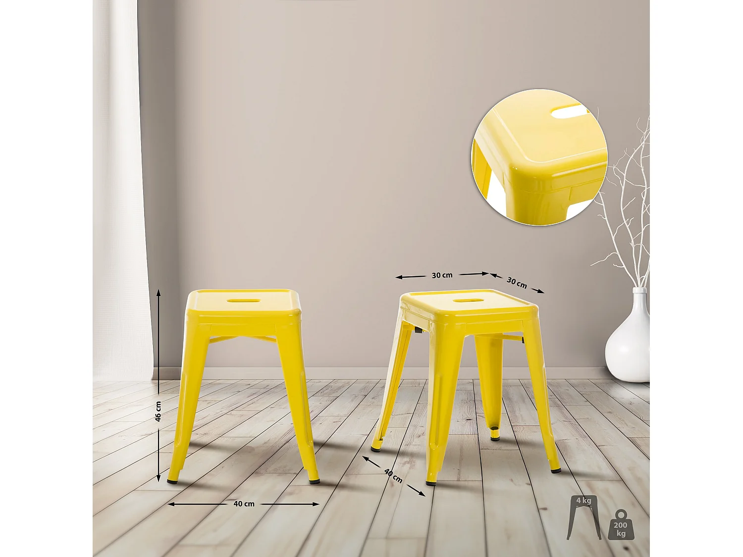 Tabouret - Métal - Jaune - Armin