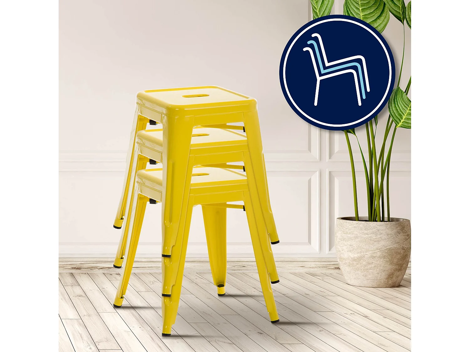 Tabouret - Métal - Jaune - Armin