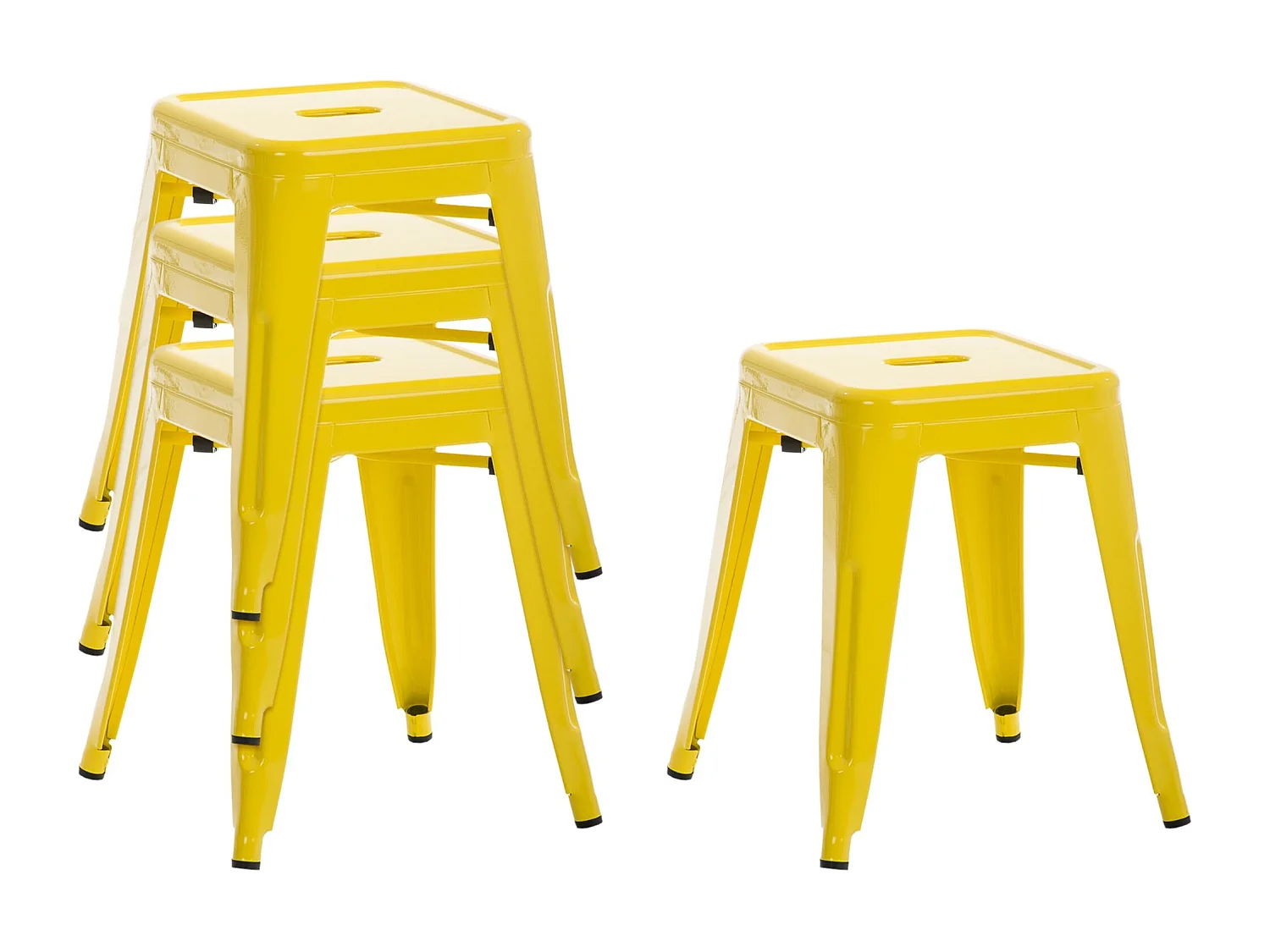 Lot de 4  Tabouret - Métal & Métal - Jaune - Armin