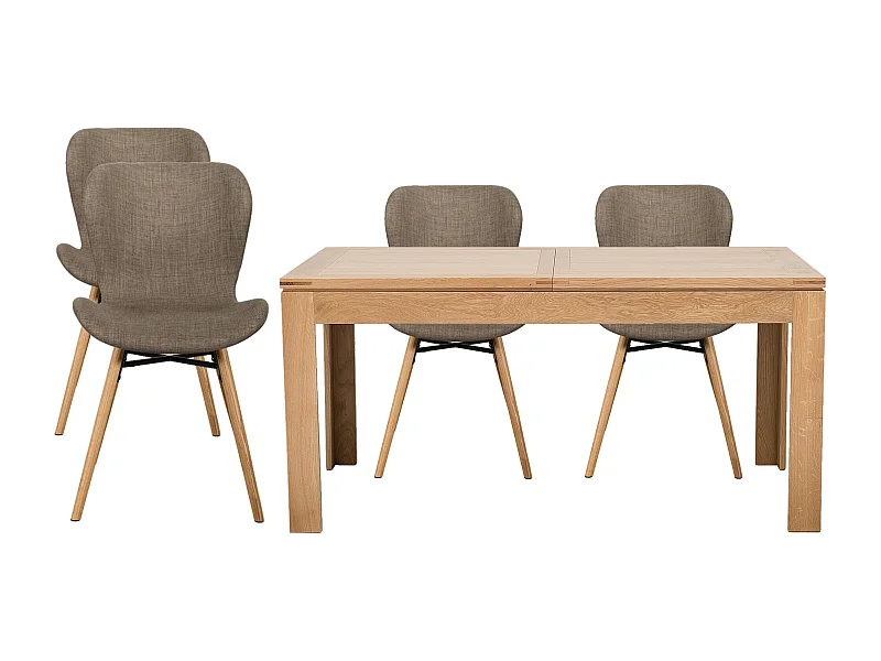 Table rectangulaire à rallonges L160/240  + 4 chaises tissu - BOSTON