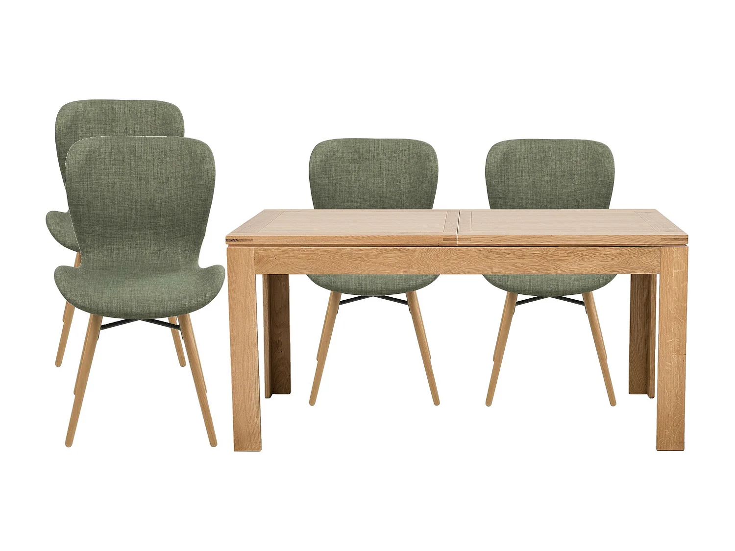 Table rectangulaire à rallonges L160/240  + 4 chaises tissu - BOSTON