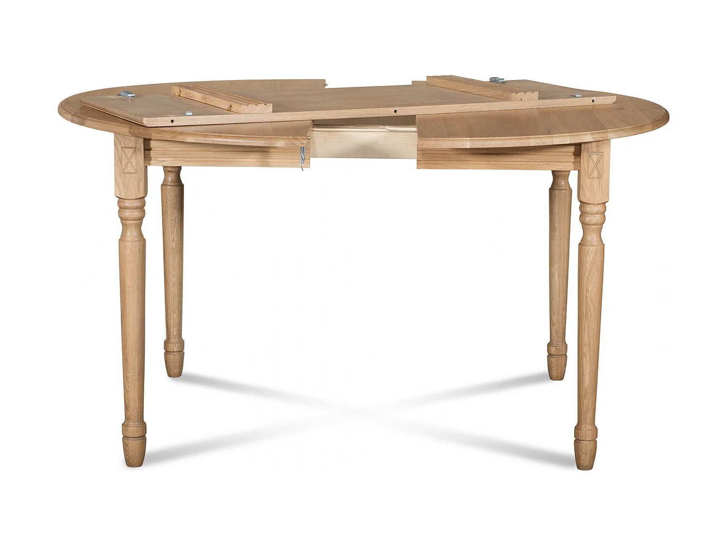 Table ronde extensible pieds tournés D105 + 4 chaises tissu - VICTORIA