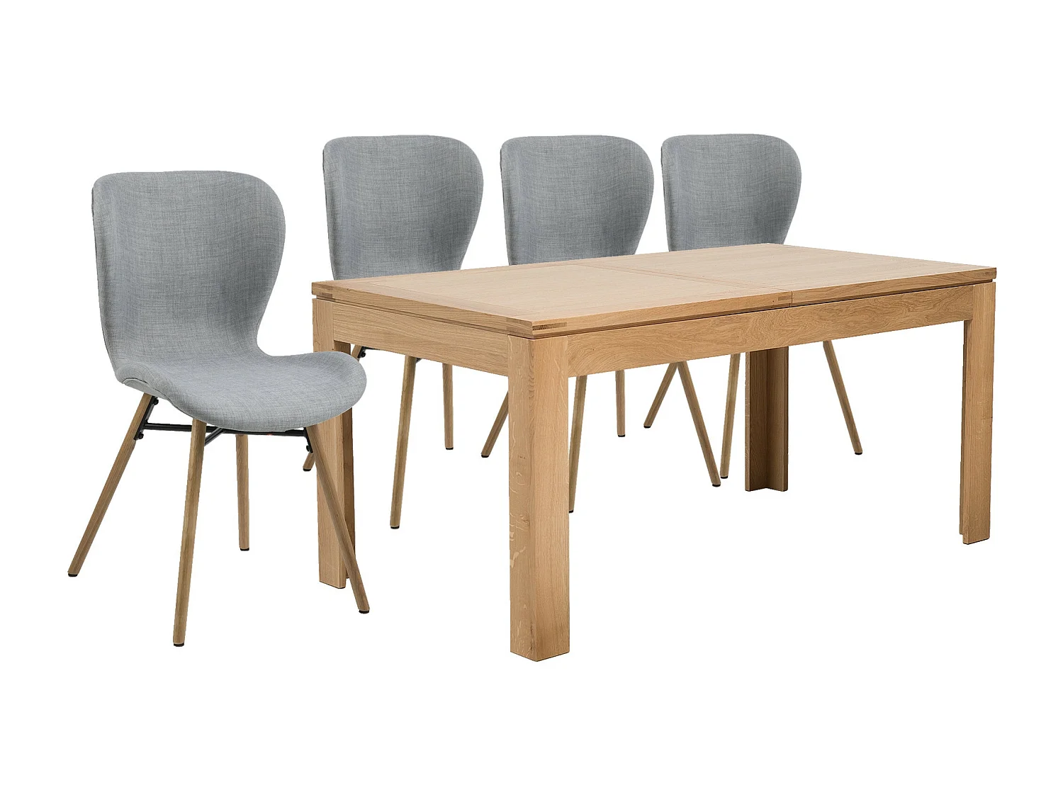 Table rectangulaire à rallonges L160/240  + 4 chaises tissu - BOSTON