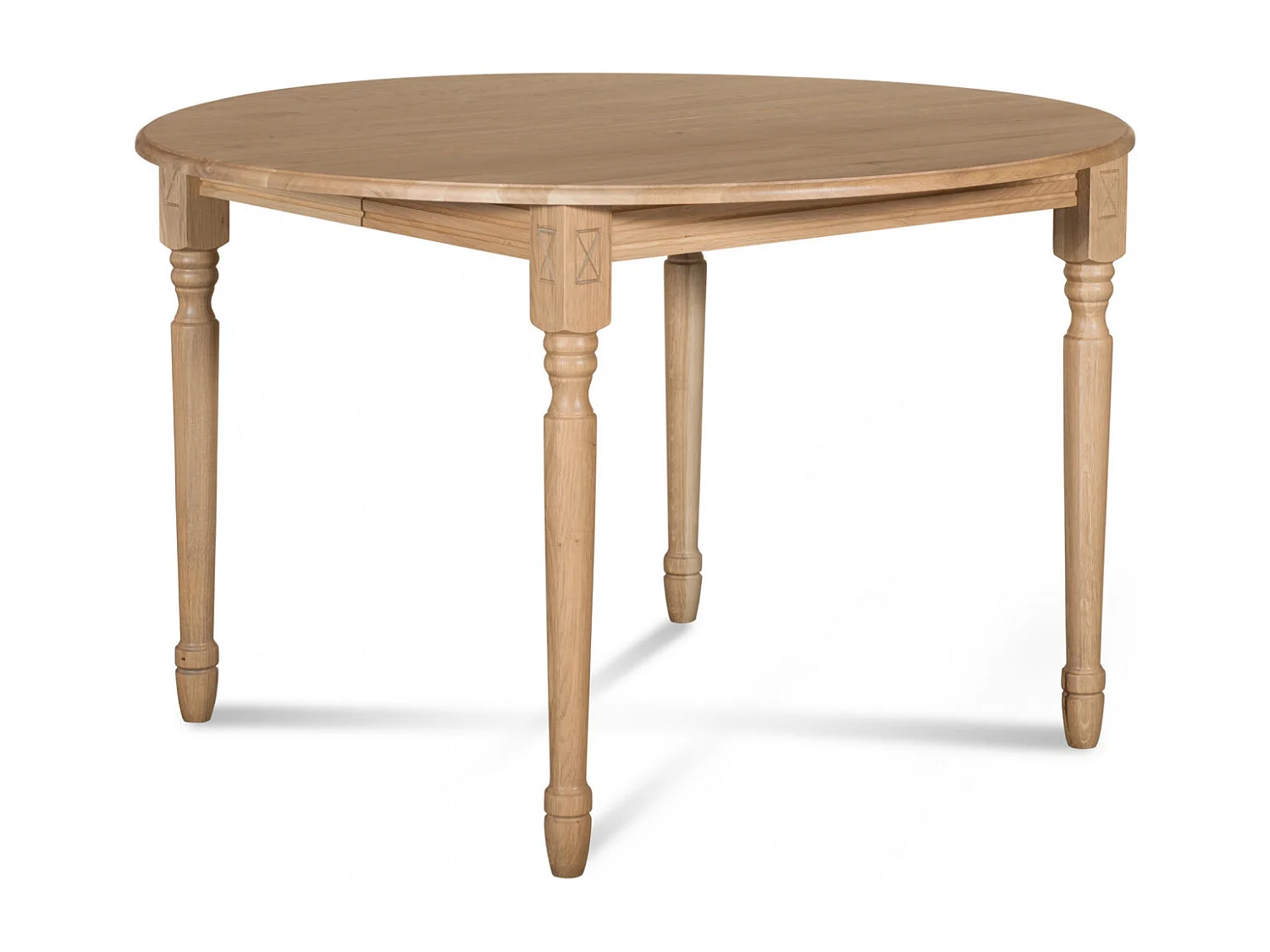 Table ronde extensible pieds tournés D115 + 4 chaises tissu - VICTORIA