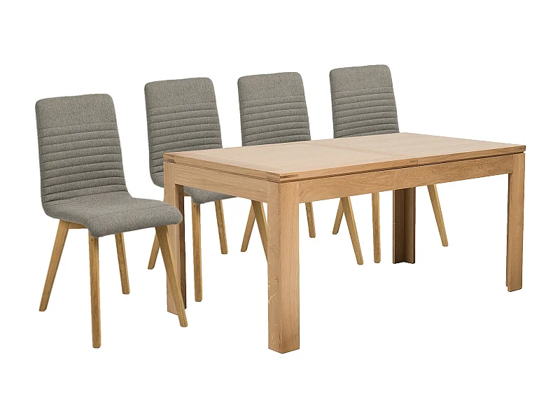 Table rectangulaire à rallonges L160/240 + 4 chaises scandinaves - BOSTON