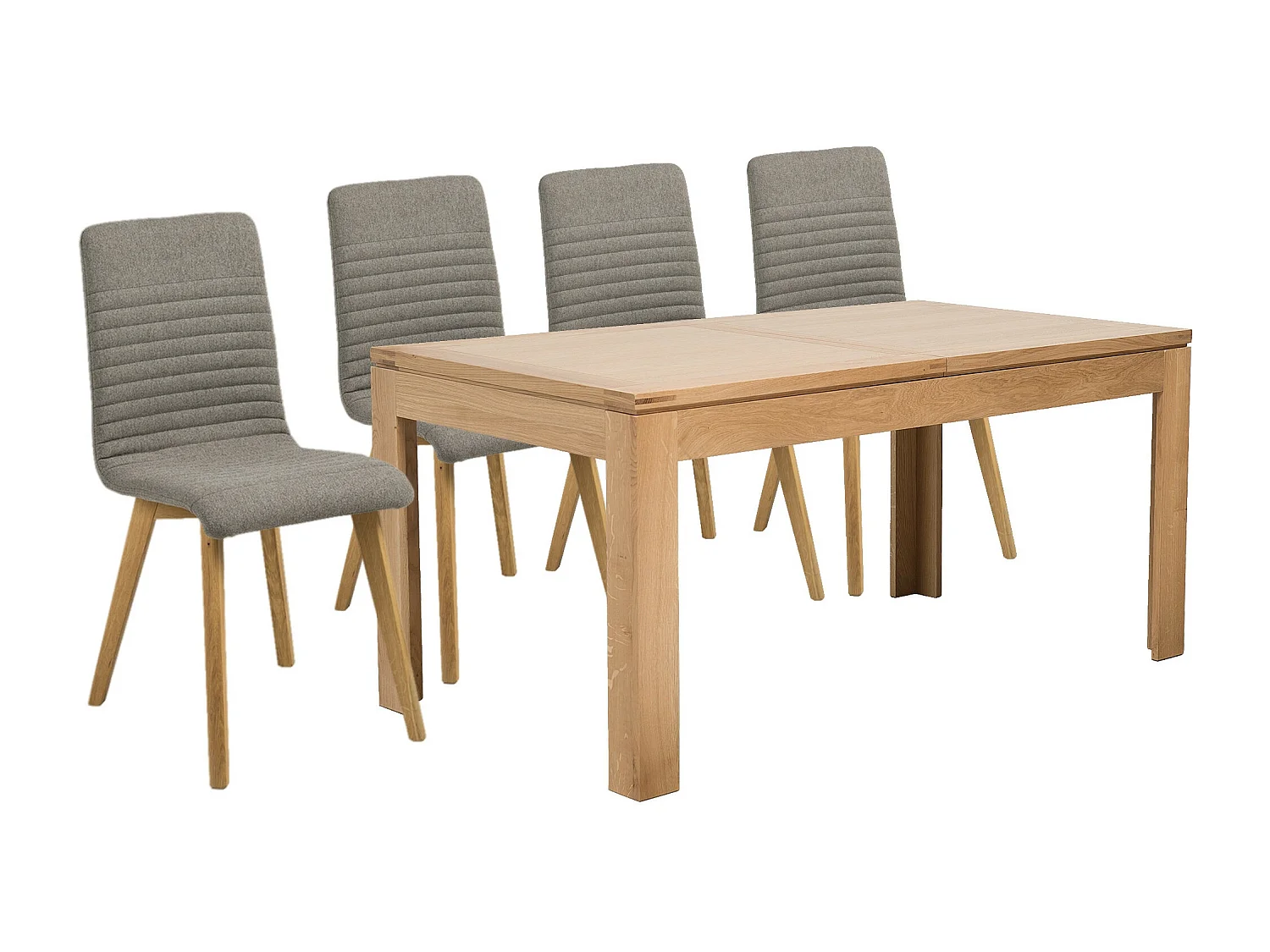 Table rectangulaire à rallonges L160/240 + 4 chaises scandinaves - BOSTON