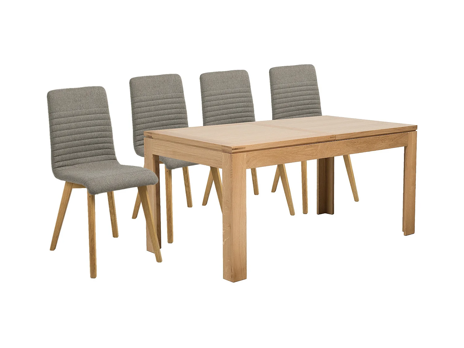 Table rectangulaire à rallonges L160/240 + 4 chaises scandinaves - BOSTON