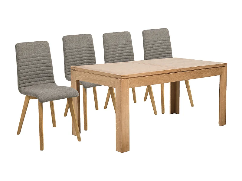 Table rectangulaire à rallonges L160/240 + 4 chaises scandinaves - BOSTON