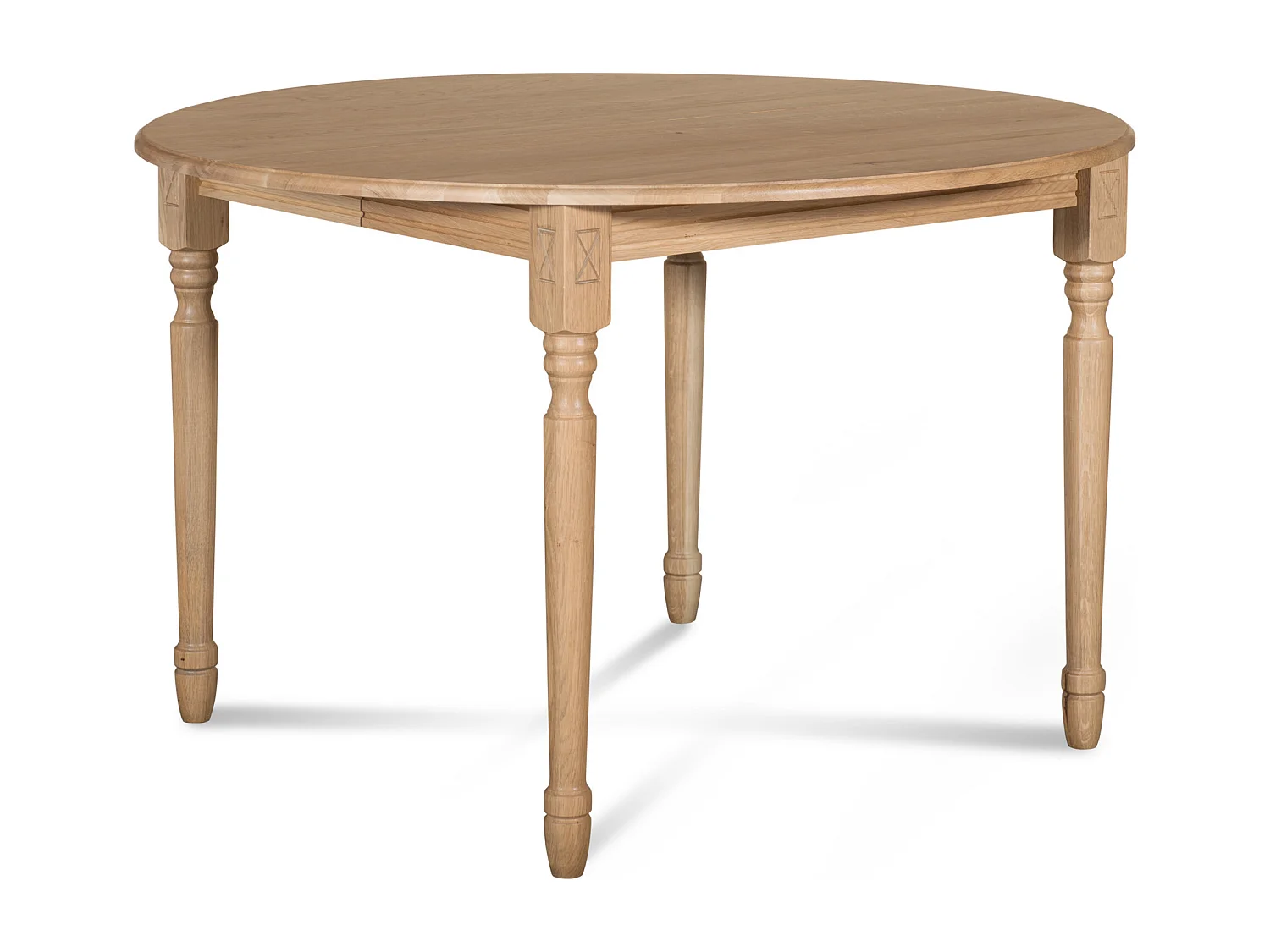 Table ronde extensible pieds tournés D115 + 4 chaises tissu - VICTORIA