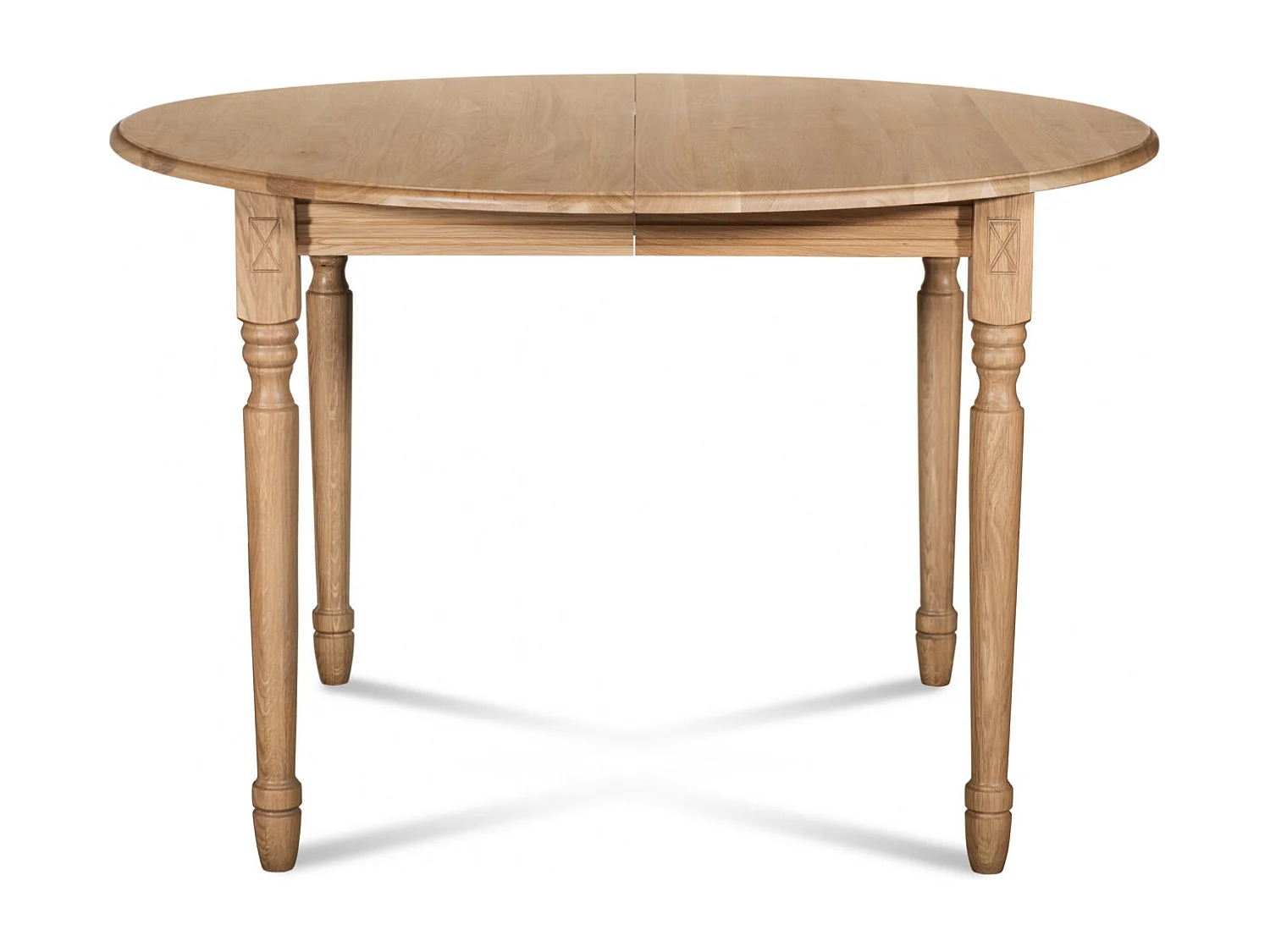 Table ronde extensible pieds tournés D115 + 4 chaises tissu - VICTORIA