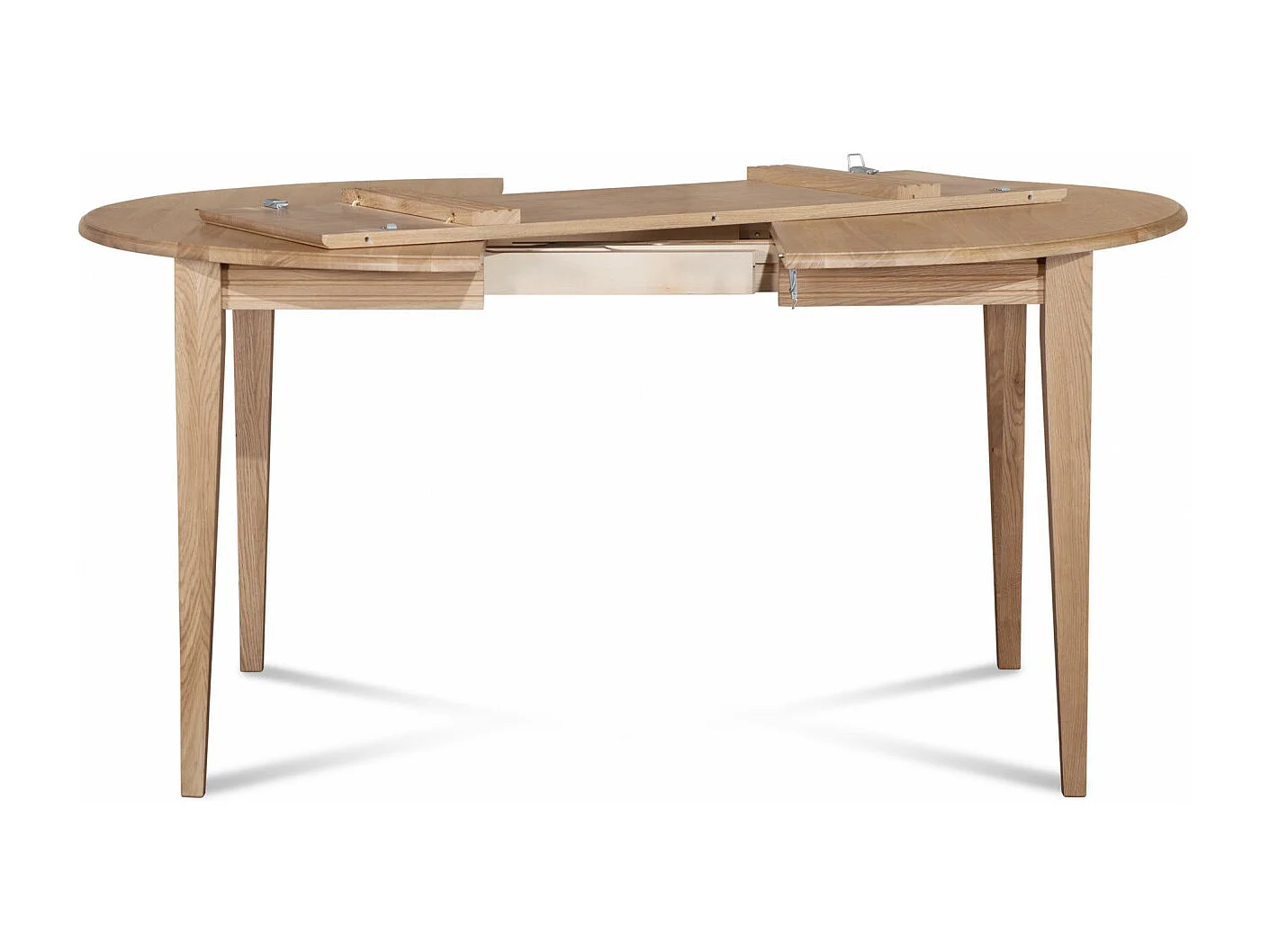 Table ronde extensible pieds fuseau D105 + 4 chaises tissu - VICTORIA