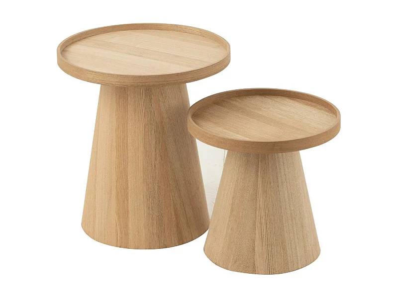Lot de 2 Tables d'Appoint "Rebord" 50cm Naturel