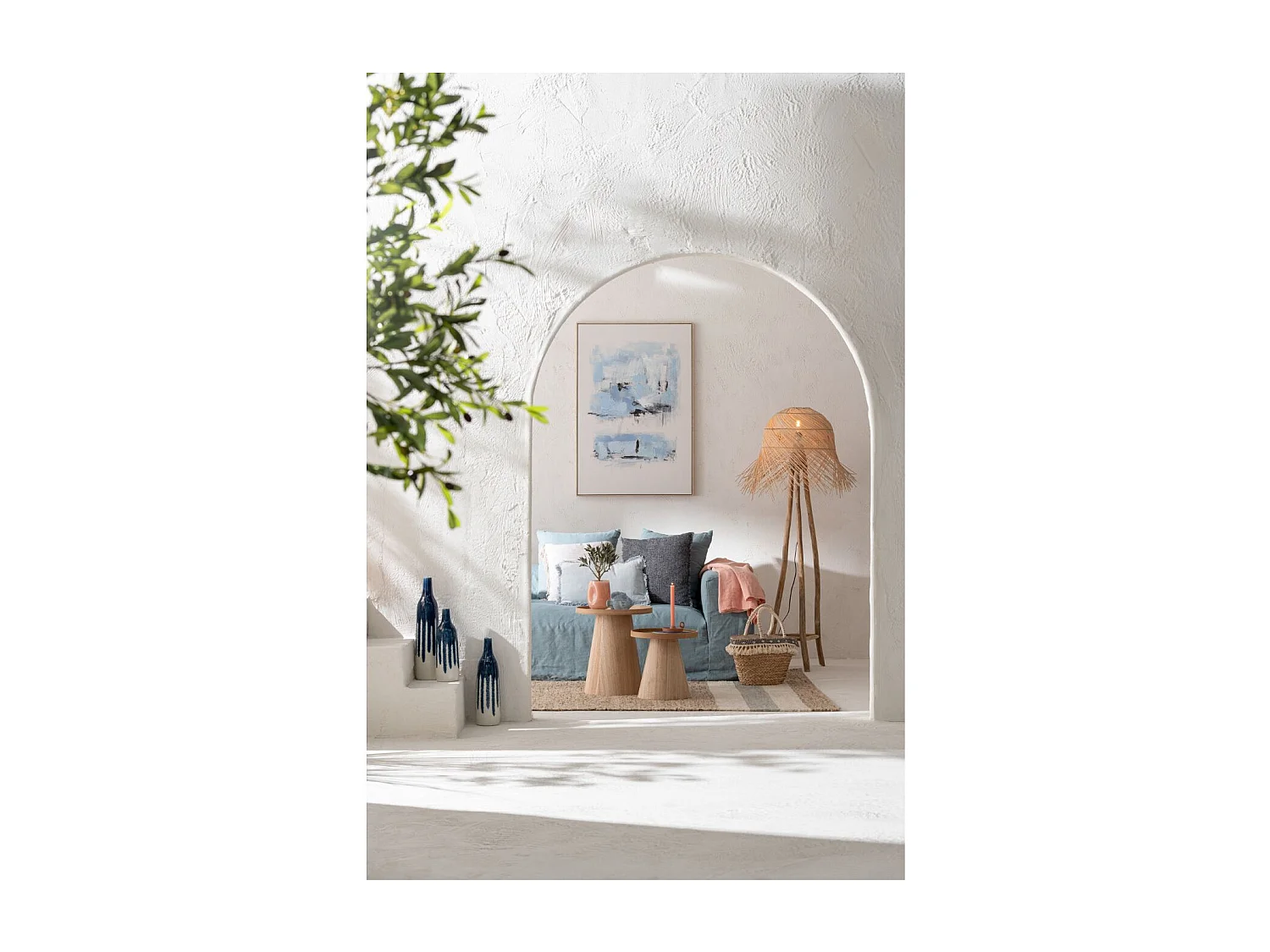 Lot de 2 Tables d'Appoint "Rebord" 50cm Naturel