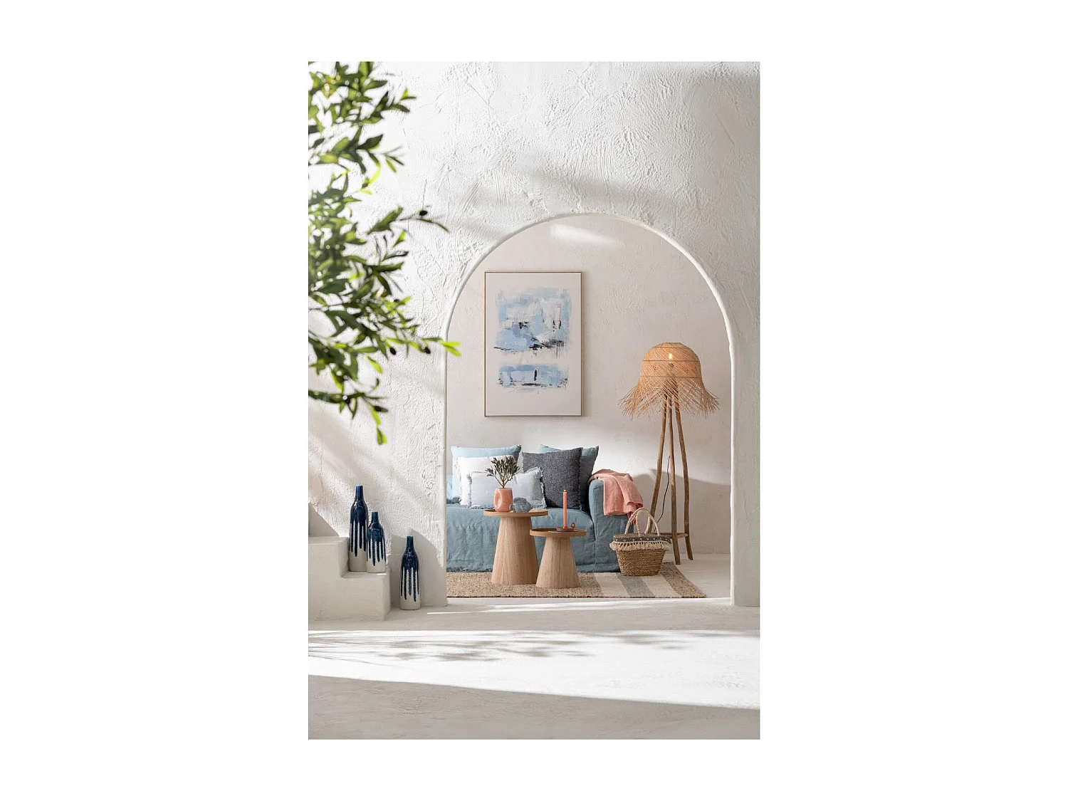 Lot de 2 Tables d'Appoint "Rebord" 50cm Naturel