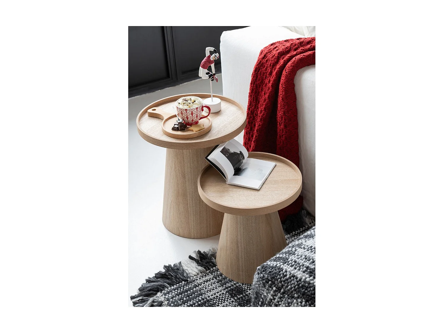 Lot de 2 Tables d'Appoint "Rebord" 50cm Naturel