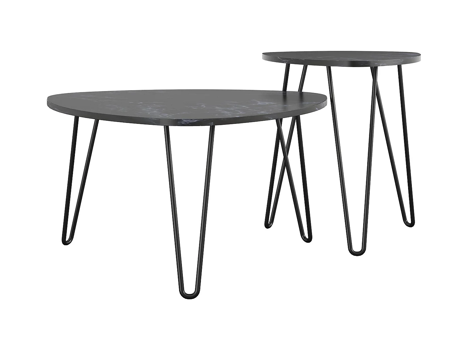 Athena | Beistelltisch 2er-Set in Marmoroptik Schwarz