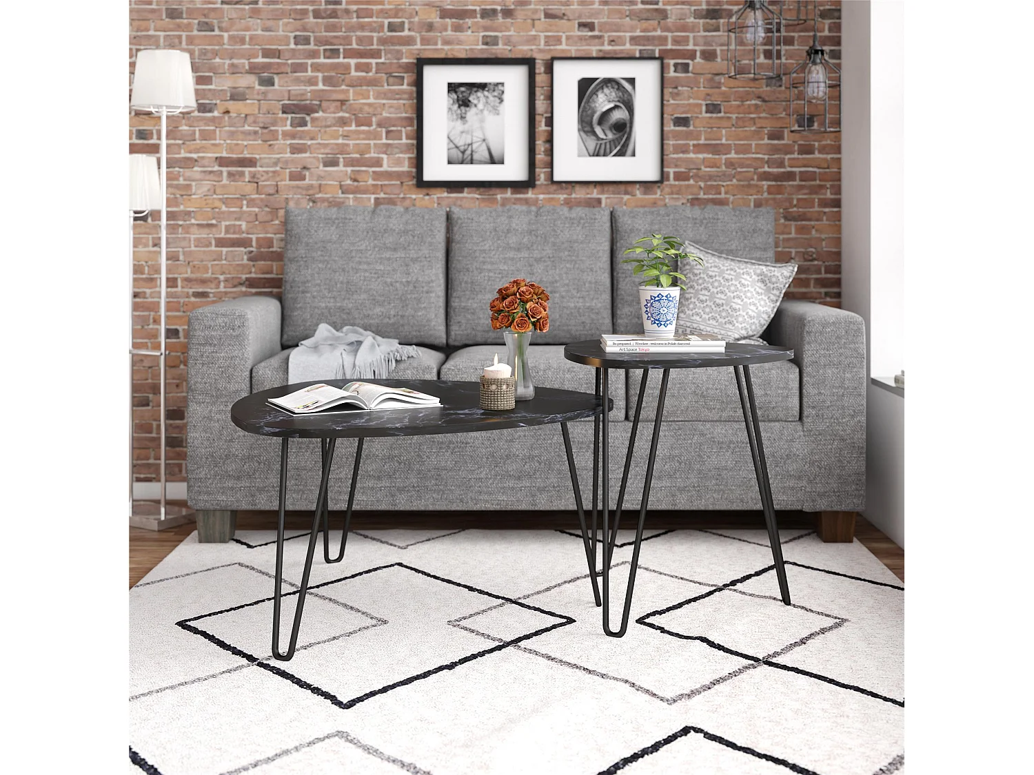 Athena | Tables gigognes en marbre noir