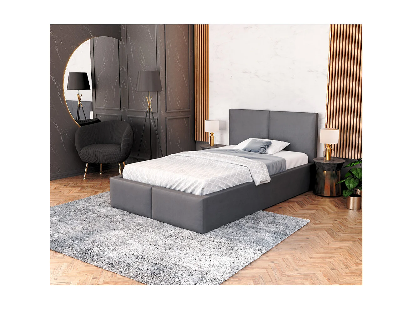 Lit coffre Tesia 120x200  - Sommier inclus Gris foncé
