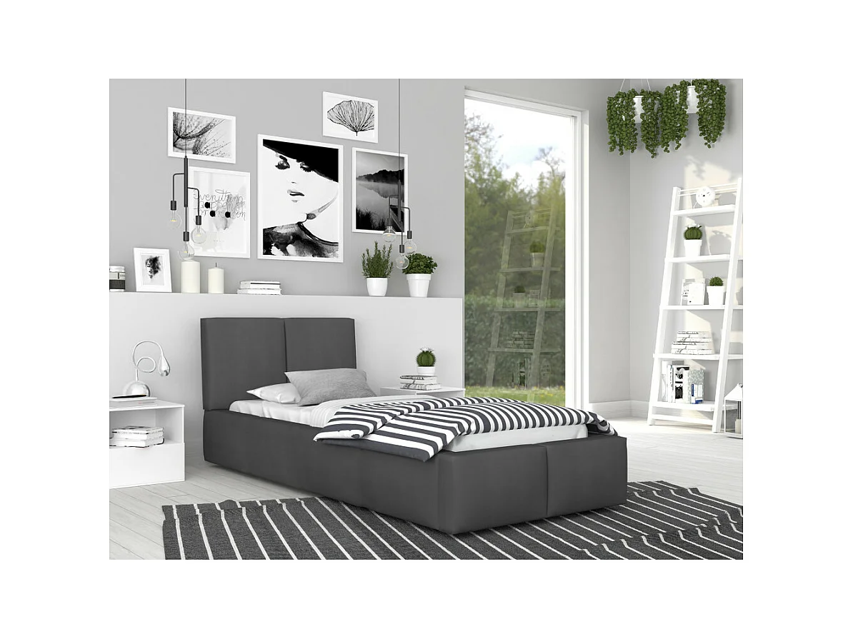 Lit coffre Tesia 90x200  - Sommier inclus Gris foncé
