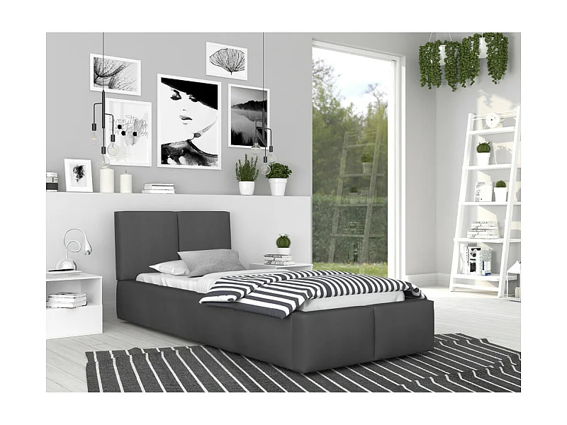 Lit coffre Tesia 90x200  - Sommier inclus Gris foncé