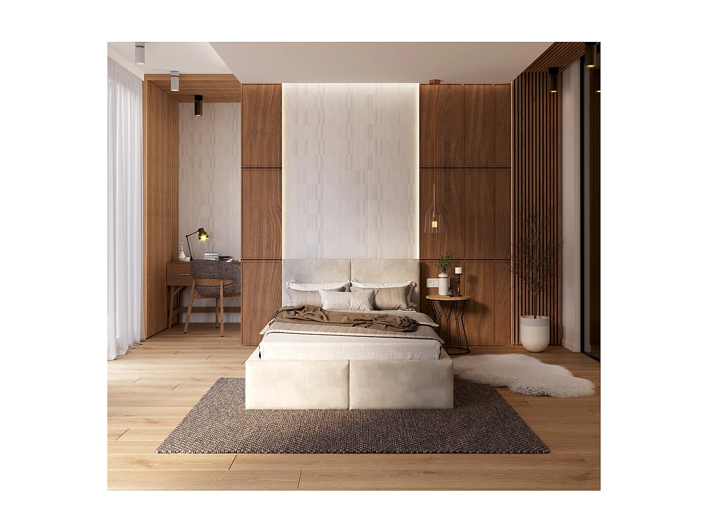 Lit coffre Tesia 120x200  - Sommier inclus Crème