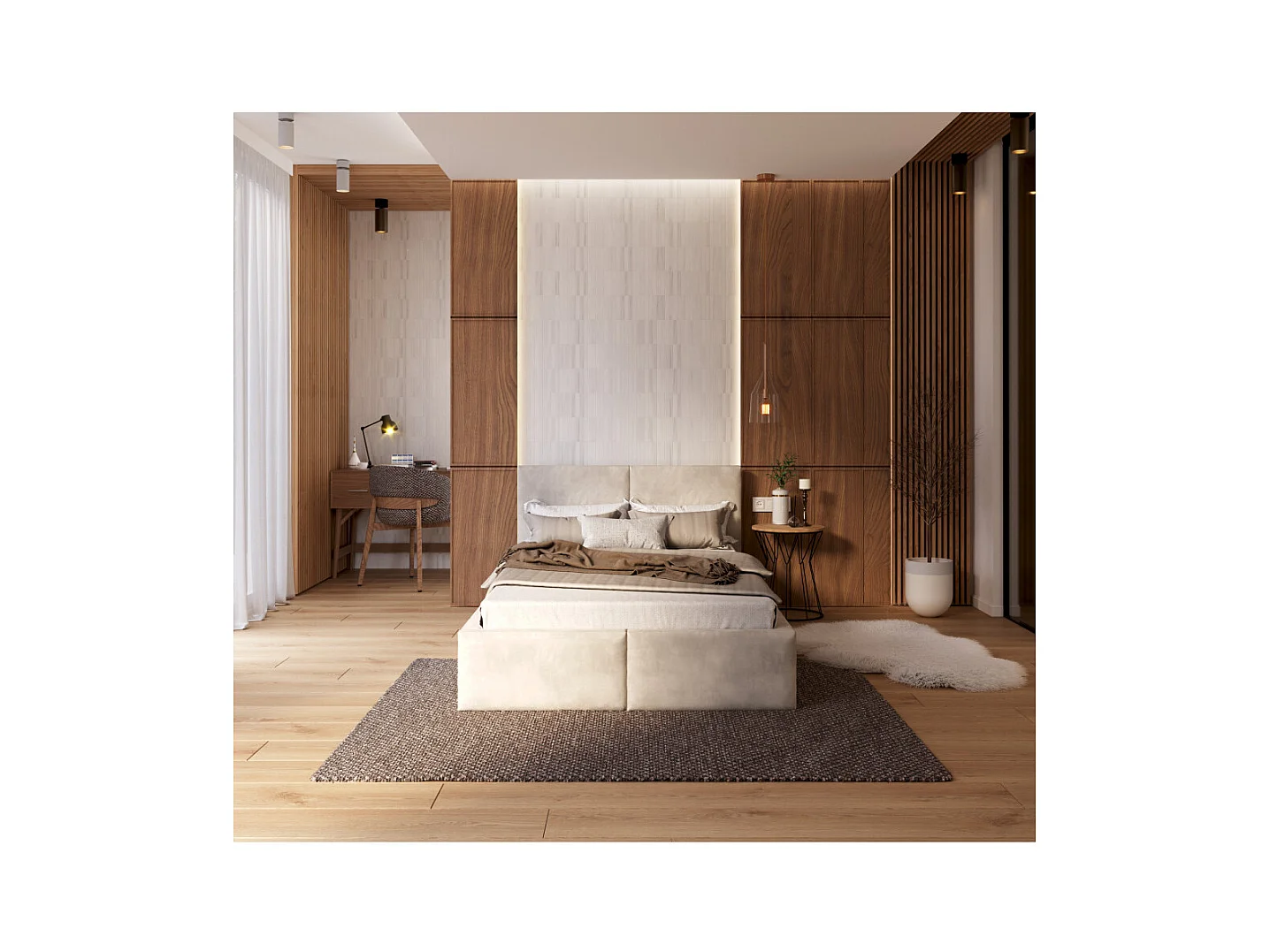 Lit coffre Tesia 120x200  - Sommier inclus Crème